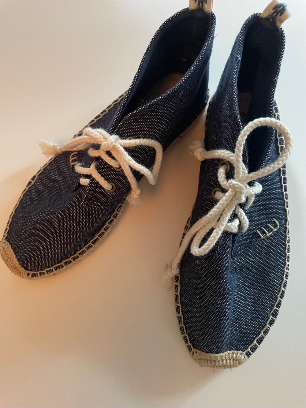Soludos Navy Canvas Boat Shoes with Rope Laces